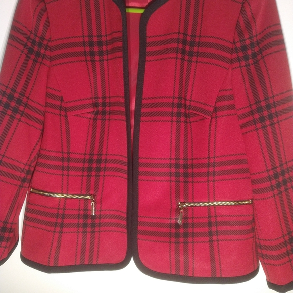 Kasper Red & Black Jacket Size 10 petite - Picture 6 of 6
